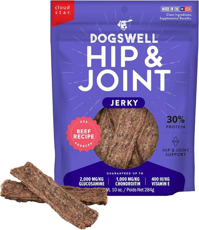 Dogswell Hip & Joint Jerky Dog Treats, Beef, 10 oz. Pouch