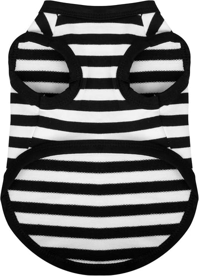 Paiaite Striped Shirt Happy Color Cotton Sleeveless Puppy Dog Shirts Breathable Pet Apparel Tank Top Colorful for Small Medium Dogs Black XS