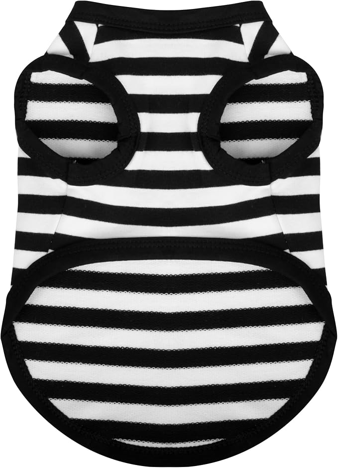 Paiaite Striped Shirt Happy Color Cotton Sleeveless Puppy Shirts Breathable Pet Apparel Tank Top Colorful Puppy Sweatshirt Clothes for Small Medium Dogs Black M