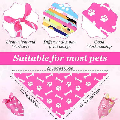 Abbylike 50 Pcs Paw Print Dog Bandanas Bulk Cute Footprint Bandanas for Dogs Triangle Kerchief Bib Scarf for Pets National Dog Day Party Costume Photo Props Accessories Pet Shops (25.6 x 17.7 x 17.7)