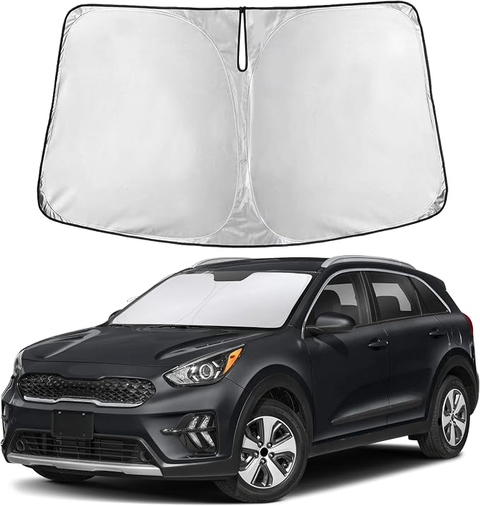 EcoNour Windshield Sunshade Compatible for Kia NIRO 2017-2020 2021 2022, Sun Visor for Front Windshield & Window Sun Shade Cover, UV Heat Blocker & Protector, Car Accessories