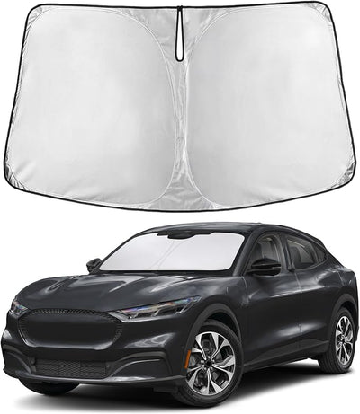 EcoNour Windshield Sunshade Compatible for Ford Mustang Mach-E 2021-2024 2025 2026, Sun Visor for Front Windshield & Window Sun Shade Cover, UV Heat Blocker & Protector, Car Accessories