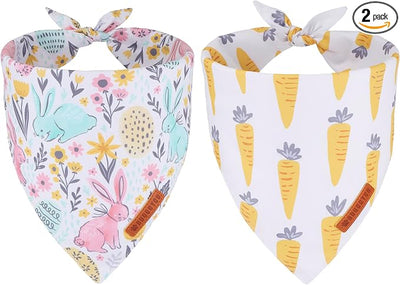 ADOGGYGO Easter Dog Bandana, Carrot Rabbit Pet Scarf, Premium Durable Fabric, Easter Bandanas for Medium Large Dogs Pets (Large)