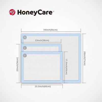 Honey Care All-Absorb 28"x44" Gigantic Dog and Puppy Training Pads, XXXL Dog Incontinence Training Pads, Made in The USA Dog Pee Pads(25 Count),White / Blue