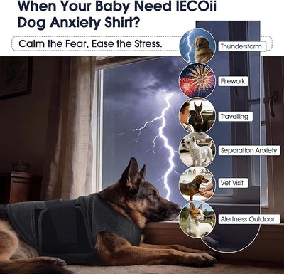 IECOii Dog Anxiety Vest, Adjustable Anxiety Relief Wrap, Dark Gray, Size M | Harness-Style Fit with Adjustable Hook-and-Loop Straps for Personalized Comfort and Gentle Pressure, Soft Calming Wrap