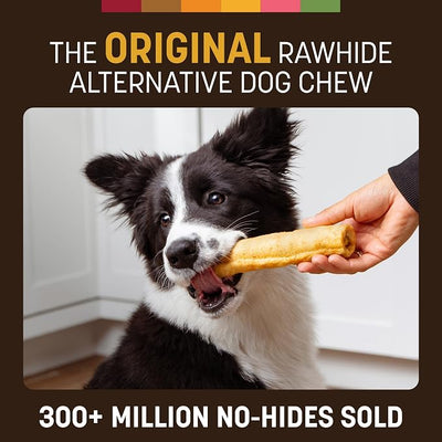 Earth Animal No Hide Chews - Long Lasting Rawhide Free Medium Dog Chews Rolls, Peanut Butter - 3 Count Value Pack