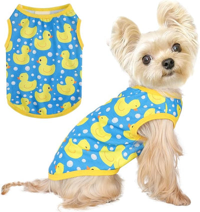 Dog Shirt Vest Dog Clothes for Small Dogs Boy Girl Stretchy Summer Puppy T-Shirts Soft Breathable Lightweight Puppy Sweatshirt Pet Cat Outfit (Blue Duck, Small)