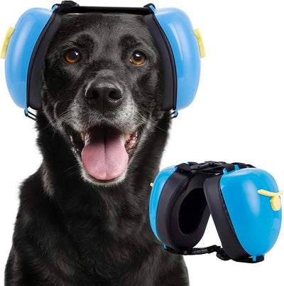 New Dog Ear Muffs for Noise Protection - 30dB NRR Dog Headphones, Noise Cancelling Hearing Protection Against Thunder/Fireworks/Vacuums, Upgraded Design with Bell Accent (Blue, Small)