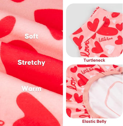 KYEESE Valentine's Day Dog Pajamas, Lightweight Heart Print Dog Onesie, Soft Stretchy Pjs for Pet, Cute Festival Dogs Pajamas for Small Dogs, Pink, Large