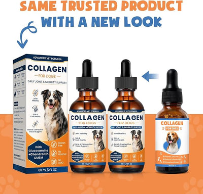 Collagen for Dogs,4.22oz (120ml) Liquid Collagen for Dogs,Enhances Joint Support,Flexibility,Cartilage and Mobility,Relieves Itching in Allergic,Liquid Drops Suitable for Cats and No Side Effects