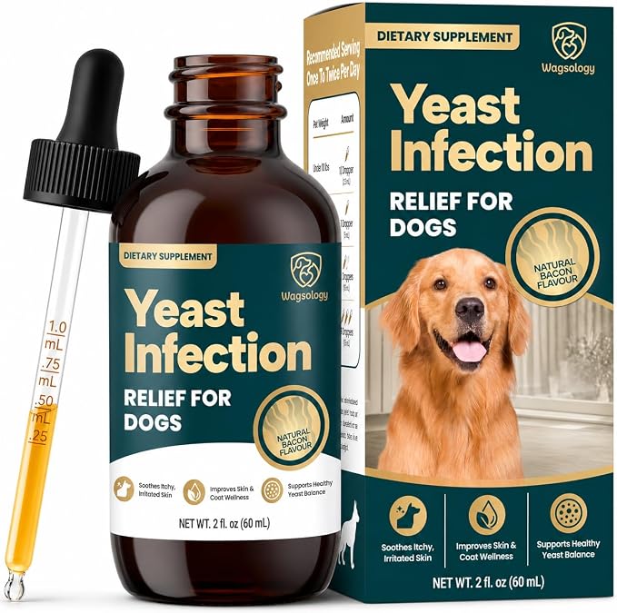 Yeast Infection Treatment for Dogs Drops (7 in 1 Formula) Soothes Itchy & Irritated Skin, Improves Skin and Coat, Dog Yeast Infection Treatment & Anti Yeast Drops for Dogs