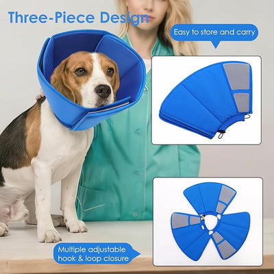 AOFITEE Dog Cones for Medium Dogs, Soft Dog Cone Collar After Surgery, Adjustable Cone for Dogs to Stop Licking, Breathable Pet E-Collar Alternative for Wound Healing(Blue,Medium)