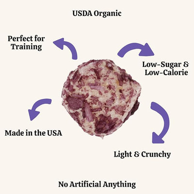 Lord Jameson Wild Berri | Light & Crunchy Love Puffs Collection | Organic Dog Treats, Blueberry Recipe, Gluten-Free, Preservative-Free, USDA Certified Organic. Made in USA