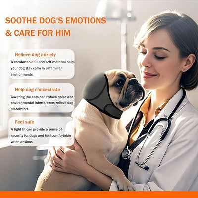 SEIS Calming Dog Ears Cover, Swimming Waterproof Pet Ear Caps, Large Dog Shower Cap for Ear Protection for Bath for Grooming (Gray, S (Head Circumference 10"-15"))