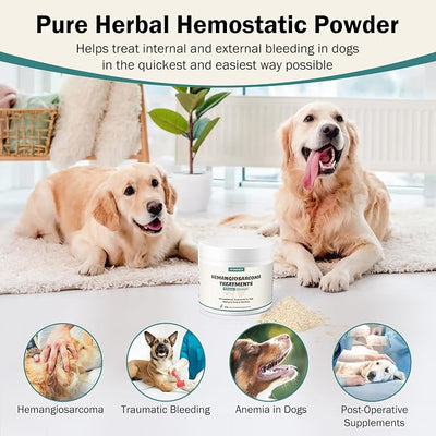 Quick Stop Bleeding for Dogs, Natural Yunnan Sanqi Powder for Hemangiosarcoma, Hemoabdomen, Pericardial Effusion, Cancer Bleeding, Severe Bruising, Ulcer-Related Bleeding, Bloody Stools - 60g
