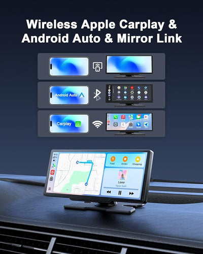 Avylet 8.1'' Wireless Apple Carplay Screen for Car, Android Auto with Backup Camera, Portable Car Stereo Touchscreen with OTA/GPS Navigation/Mirror Link/Voice Control/Bluetooth/AUX/FM/WiFi
