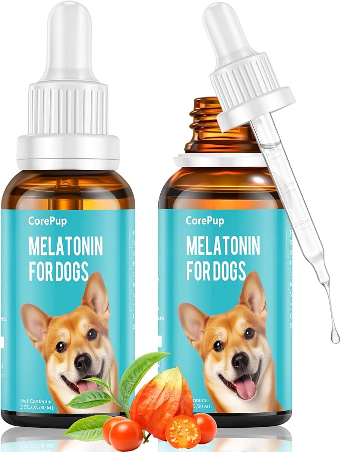 2pack Liquid Melatonin for Dogs,Dog Sleep Aid–Anxiety Relief for Dogs, Stress, Calming, Relaxation & Sleep Support,Dog Melatonin 2Pack 2oz (60ml)