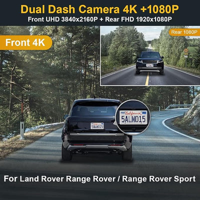 Fitcamx Dual 2160P+Rear 1080P Dash Cam Adapts for Land Rover Range Rover 2010-2017 (HD2-D3700) & Range Rover Sport, OEM Look, WiFi & APP, HD Video, Loop Recording, G-Sensor, Easy to Use, 128GB Card