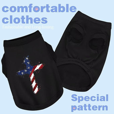 Discover Cozy Cotton Canine Wear: Soft, Lightweight, and Breathable Dog Shirt Vest with Eye-Catching Graphics, Keeping Your Furry Friend Warm and Comfy! Cross Flag XS