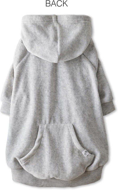 Pet Passion Cooper II Organic Cotton Velour Dog Hoodie Pet Coat for Small, Medium and Large Dogs, Light Heather Gray, Large