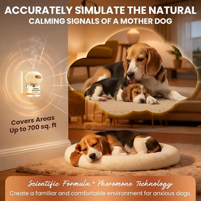 Dog Pheromones Calming Diffuser to Calm Dogs 9 IN 1 Kit (3 Diffusers+6 Refills) Pheromone Plug In for Stress Barking Pee Accidents Chewing Aggression Separation Anxiety Relief 180 Days(Odorless)