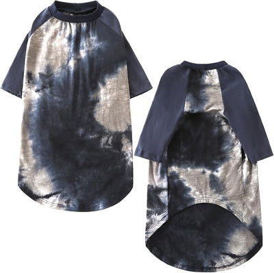 Dog Cotton Black Grey Tie Dye T-Shirts Soft and Stretchy Breathable Pet Shirt Pajamas Pets Clothes for Large Dogs,L Grey