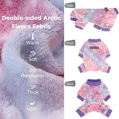 PAWCHIE Dog Fuzzy Velvet Pajamas,Dog Sweater Winter Cloth for Small Dogs Cat,Boy Girl,Pet Jumpsuit, Doggy Apparel for Teacup Yorkie Chihuahua, Pink Purple S