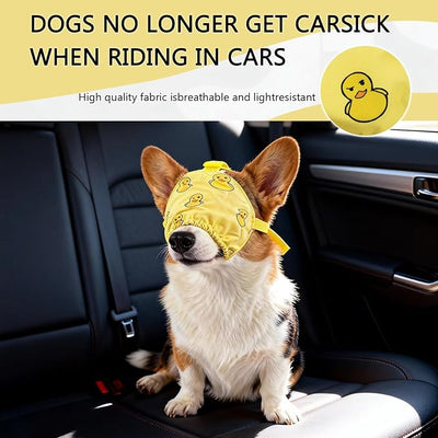 NACOCO Dog Calming Cap Eye Mask Ducks Nylon Shading Pet Anxiety Mask Muzzle for Grooming Anti Car Sickness (Yellow, M)