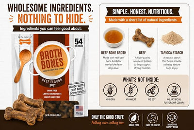 Nylabone Beef Broth Bones Dog Treats (Net 54Count), 2.38 Lb