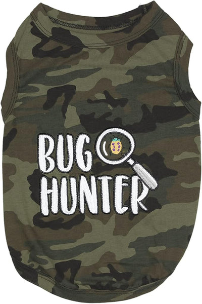 Parisian Pet Dog Shirt – 100% Cotton Shirts for Large Dogs - Sleeveless Puppy Vest – Bug Hunter Pet Apparel – Breathable Pullover Summer Camo Dog Clothes - Stretchy Funny T Shirts for Dogs