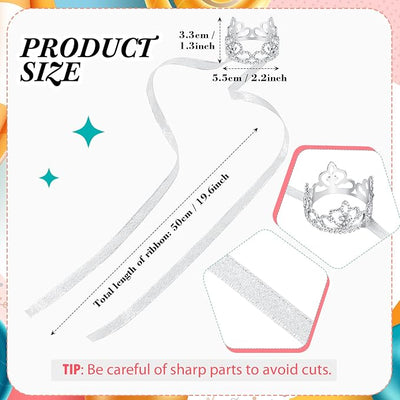 2 Pcs Dog Crown Headband Dog Tutu Dress Set Crystal Rhinestone Tiara Crown Tutu Skirt Pet Dress Costume for Puppy Birthday Party Wedding Photo Prop Costume(X-Large,Rose Red, White)