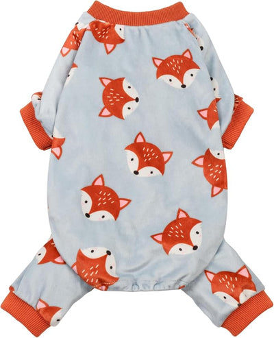 Fitwarm Funny Fox Dog Pajamas, Warm Dog Onesie, Dog Clothes for Small Dogs Girl Boy, Lightweight Velvet, Pet Outfit, Gray, Orange, XL