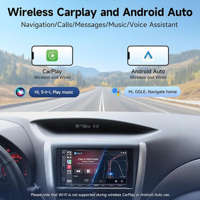 ATOTOZONE A5L 7inch Android Double DIN Car Stereo & Backup Camera, Wireless CarPlay& Android Auto Touchscreen Head Unit, WiFi/Bluetooth/USB, 2G+32G,MirrorLink, 24B-EQ DSP, FM/AM,GPS Tracking &AI Chat