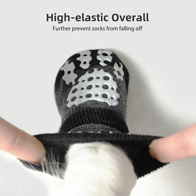 PUPTECK Anti-Slip Dog Socks with Double Sides Grips for Small Medium Large Dogs Hardwood Floors Prevents Licking, Dog Shoes for Hot Pavement Traction Control Paw Protector for Senior Dogs, Grey XXS