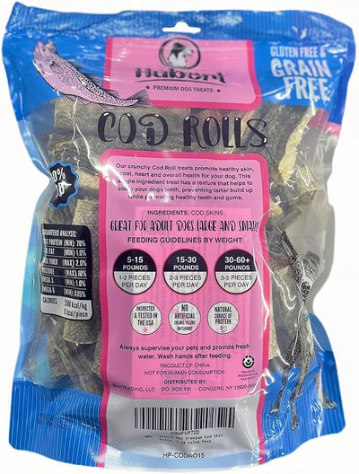 Hubert Pet Cod Skin Rolls, Single Ingredient Fish Skin Dog Treats, 1.5 lbs
