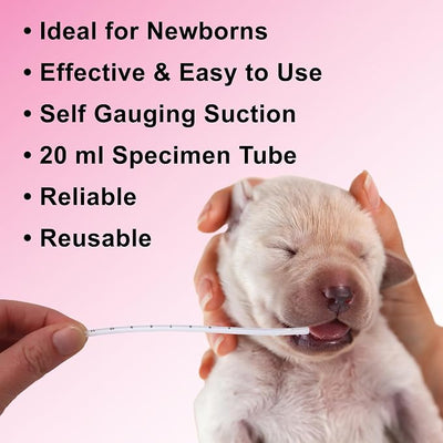 Dogzymes Delee Style Suction Catheter for Extracting Liquid or Mucous from Animal's Nose and Mouth with Easy to use Tubes and Gentle Mouth Suction