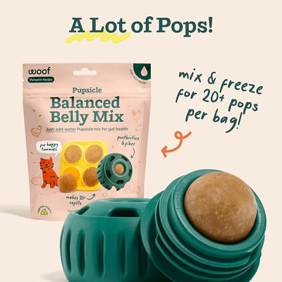 WOOF Dog Pupsicle Mix - Easy-to-Make DIY Pupsicle Refills - Tasty, Healthy Pupsicle Mix - Wholesome Ingredients - Long-Lasting Treats for Dogs - Balanced Belly Mix