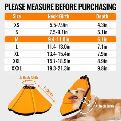 MAXFUT Soft Dog Cone Collar,Foam Cone for Dogs to Stop Licking After Surgery,Non Inflatable Dog Donut Cone (Grey, M)