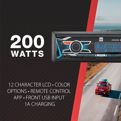 Dual Electronics XRM69RGB Single DIN Car Stereo RGB Bluetooth & AM/FM | Customizable RGB colors, hands-free Bluetooth calling & streaming, push to talk voice assistant, USB playback