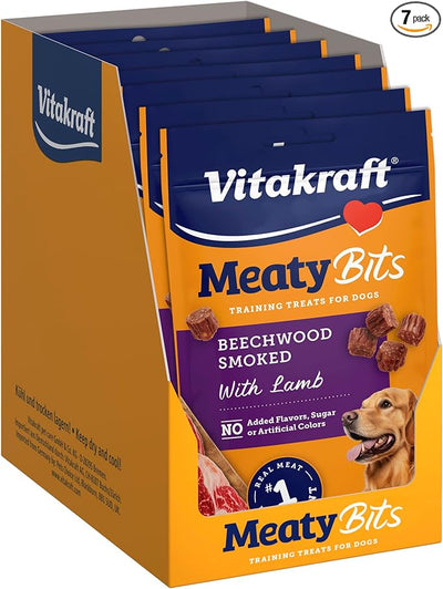 Vitakraft MeatyBits Lamb, Training Treats for Dogs, Naturally Smoked, Real Meat #1 Ingredient, No Added Sugar, No Artificial Flavors or Colors, Soft Dog Treats, Bag, 2.2 oz, 7 Count