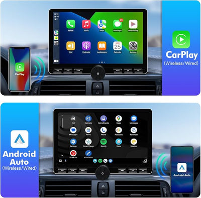 2+32G 10.1-inch Android 14 Car Stereo WiFi 6 IPS Touchscreen Screen Car Radio with Carplay & Android Auto Support Backup Camera GPS FM Navi Bluetooth 5.4 SWC