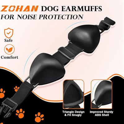 ZOHAN Dog Ear Muffs for Noise Protection, Comfort Dog Noise Cancelling Ear Muffs with Fast Snap Lock for Fireworks, Thunder, Vacuums(Black,L)