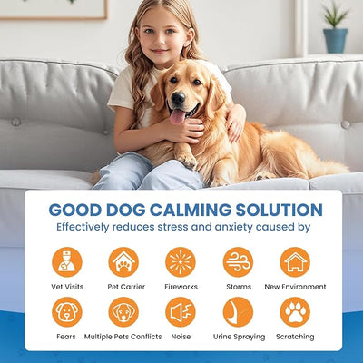 Dog Calming Diffuser, 6 in 1 Dog Pheromones Calming Diffuser, Relaxing Pheromone for Dogs Relief Stress Anxiety Reduce Aggression Barking, Help Train Dog to Pee, 3 Diffuser 3 Refill(48ml)