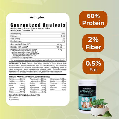 YOUNGEVITY Arthrydex Complete Nutritional Supplement | Vitamins Probiotics Enzymes | Pets Healthy Bones -1 lb Canister (Pack of 4)