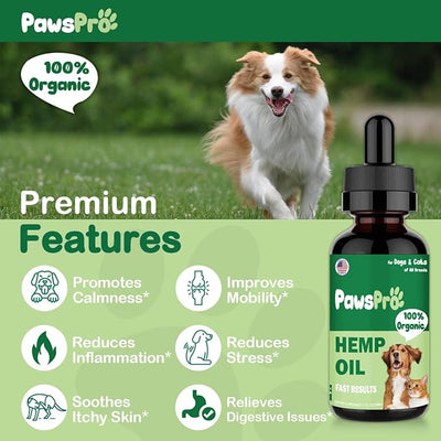 4-Pack Hеmp Oil for Dogs and Cats - Hip and Joint Support - Skin and Coat Health - with Omega 3, 6, 9 and Vitamins - Fast Results