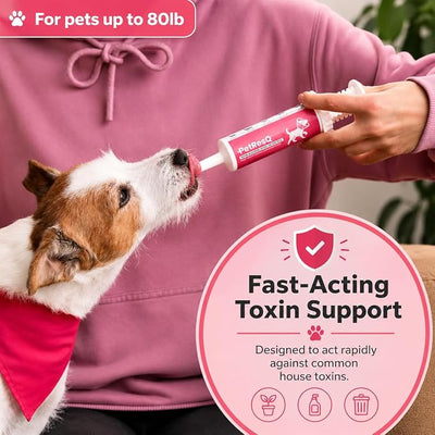 Activated Charcoal for Dogs & Cats Emergency Poisoning Aid Paste | Veterinary-Grade Digestive Aid for Toxin Binding, & Upset Stomach | Fast Acting Pet First Aid- Pets Up to 80 lb (60 ml)
