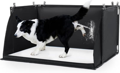 MABOZOO Dog Pee Pad Holder with High Walls, Foldable Dog Litter Box Pee Shields Indoor Dog Potty for Small and Medium Dogs, No Spill Pee Pad Holder Tray for Dogs Work (33.8*28*17.7in). Patent Pending