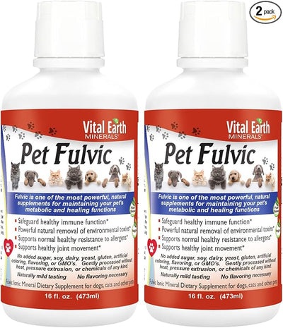 Vital Earth Minerals Pet Fulvic - Dog Allergy Relief, Joint Support Supplement 16 oz (Pack of 2)