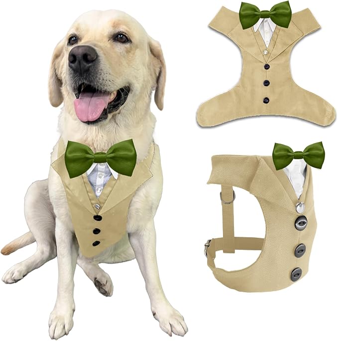 AVERYDAY Dog Tuxedo for Wedding Outfit, Dog Suit and Tie Costumes for Birthday, Halloween, Cosplay, Christmas Party, Pet Formal Wear with Bowtie, Tux for Medium Large Dogs, Bulldog, Labrador, Husky