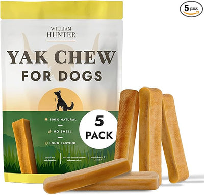 William Hunter Yak Cheese Himalayan Dog Chews - Long Lasting 100% Natural High Protein Dental Dog Chews for Aggressive Chewers (5 Pack Small)